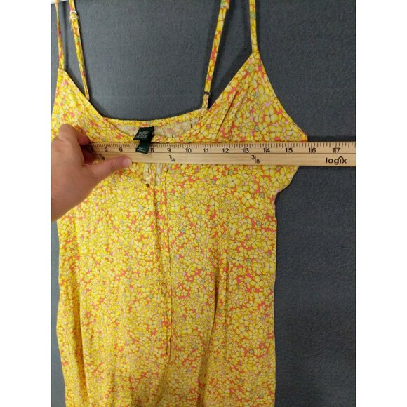 WILD‎ FABLE Womens Dress Large Yellow Floral Tie-Front Fit & Flare Woven Slits - Picture 5 of 11